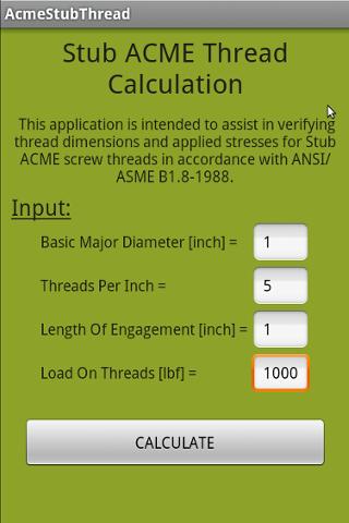 Stub ACME Thread Calculation