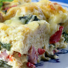 Ham, Fontina, and Spinach Bread Pudding