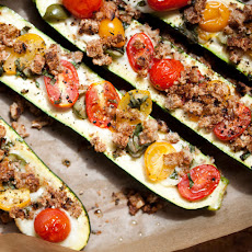Zucchini Boats with Mozzarella and Olives