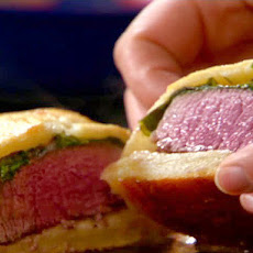 Blue Cheese and Cress Beef Wellingtons with Broiled Tomatoes, Parsley-Dill Potatoes and Broccolini Spears