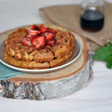 Cardamom and Nutmeg Waffles with Minted Strawberries