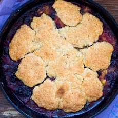 Blueberry peach cornmeal cobbler