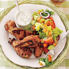 Grilled Buffalo Wings with Salad and Blue Cheese