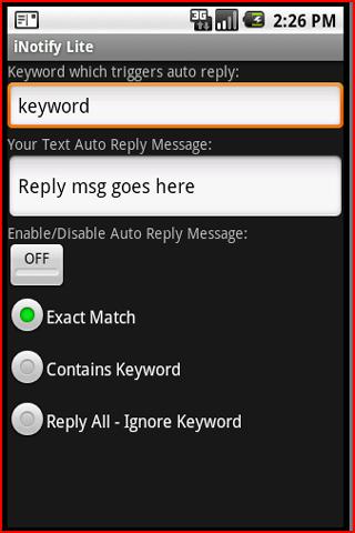 iNotify Lite - Auto Text Reply