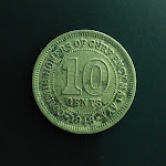 10 Cents, Commissioners of Currency Malaya, 1948, obverse.