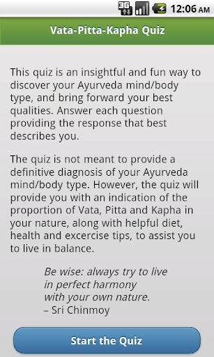 Ayurveda Vata-Pitta-Kapha Quiz