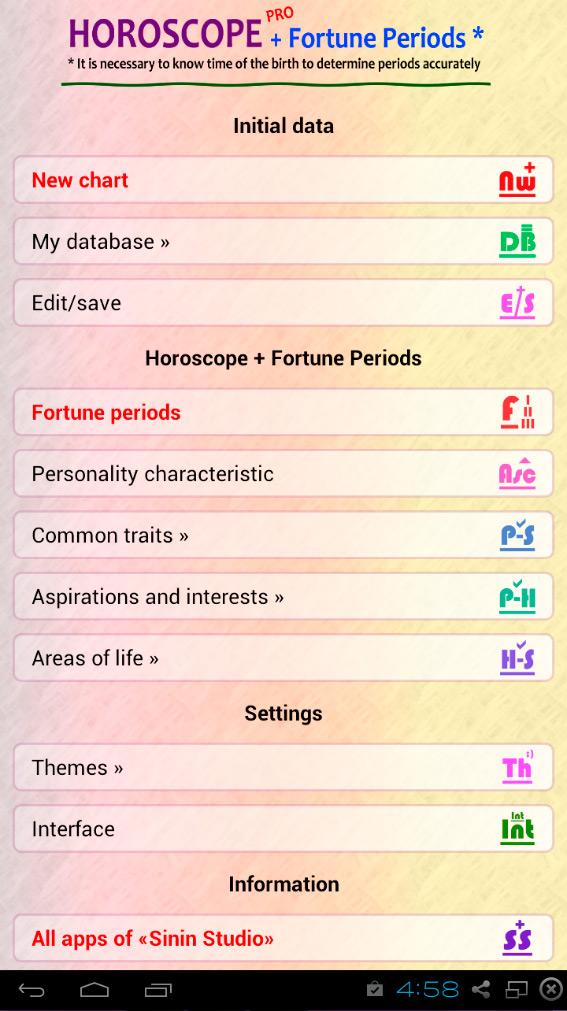Android application Astrology, Fortune Pro screenshort