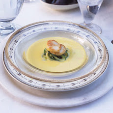 Zucchini and Saffron Vichyssoise with Scallops