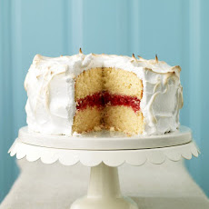 Meringue-Frosted Cake with Raspberry Filling