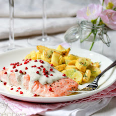 Roasted Salmon With Pink Peppercorn Sauce