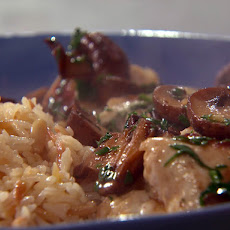 Ricotta, Spinach, and Ham Stuffed Chicken Breast Marsala with Pine Nut Pilaf