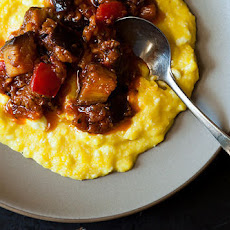 Yotam Ottolenghi's Sweet Corn Polenta with Eggplant Sauce
