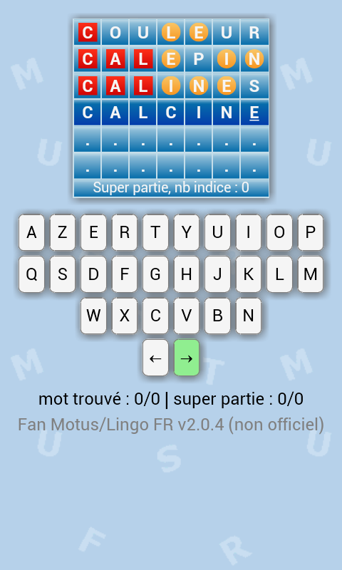 Android application MOTUS FR LINGO FAN screenshort