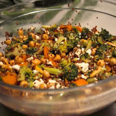 Curry Couscous and Broccoli Feta Salad With Garbanzo Beans