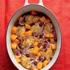 Braised Chicken with Butternut Squash and Cranberries