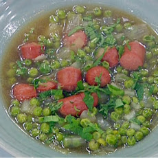 Mom's Hot Dog and Pea Soup