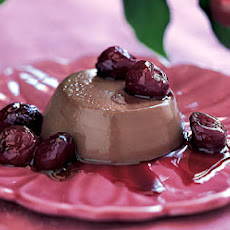 Chocolate Panna Cotta with Port- and Balsamic-Glazed Cherries
