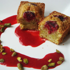 Pistachio and Rose Water Financiers with Raspberries