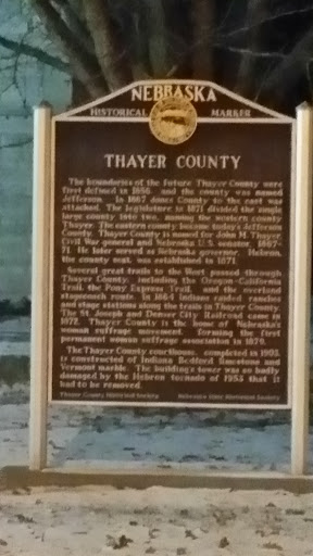 Thayer County Historical Marker