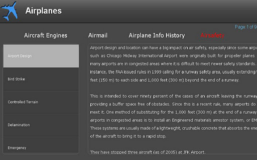 Airplane info for Tablet