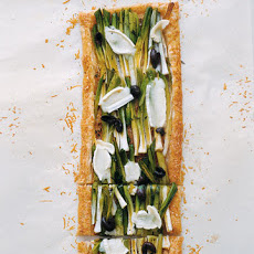 Leek and Olive Tart with Two Cheeses