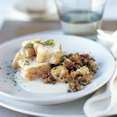 Roasted Monkfish with Curried Lentils and Browned Butter Cauliflower