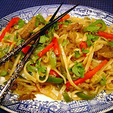 Stir Fried Noodles With Curried Lamb