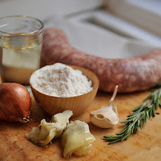 Chicken with Sausage, White Wine and Artichokes