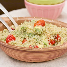 Quinoa with Roasted Tomatoes, Avocado, and Pesto