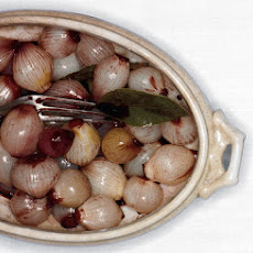 Glazed Pearl Onions in Port with Bay Leaves