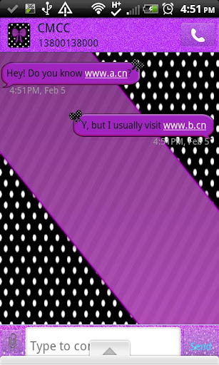 GO SMS THEME PurplePolkaDots