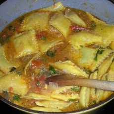 Cherry Tomato and Ravioli Soup