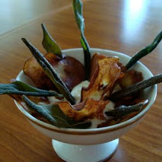 Fried Sage Leaves and Pear Chips in a Gorgonzola Yogurt Dip