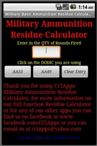 Military Ammo Residue Calc