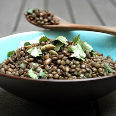 Warm Lentil Salad with Roast Vegetables and Mozzarella