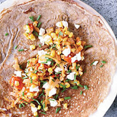 Buckwheat Crêpes with Corn, Tomatoes and Goat Cheese