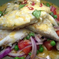 Curried White Fish With Peas and Onions