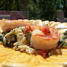 Creamy Orzo With Spinach and Shrimp