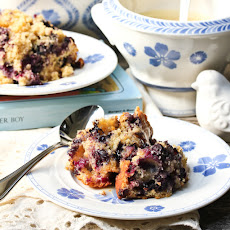Old Fashioned Blueberry Pudding with Rosewater Sauce