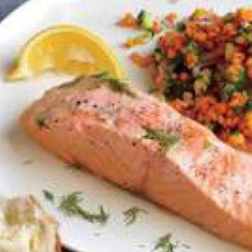 Salmon with Pink Lentil Salad