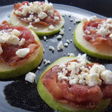 Cheesy Goats: Pancetta Crisps With Goat Cheese & Pear