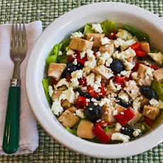 Leftover Chicken Chopped Salad with Red Pepper, Olives, and Feta