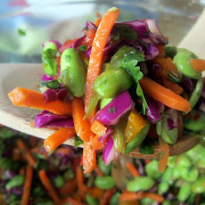 Asian Edamame Salad with Avocado, Toasted Almonds, & Cilantro