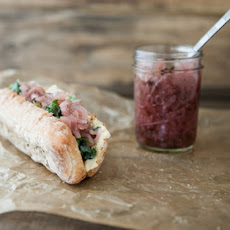 Hummus, Onion Relish, and Honey-Lime Kale Sandwich