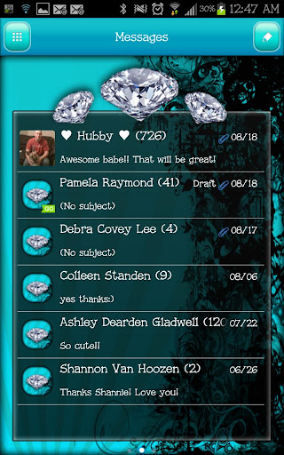 GO SMS - Turquoise Diamonds