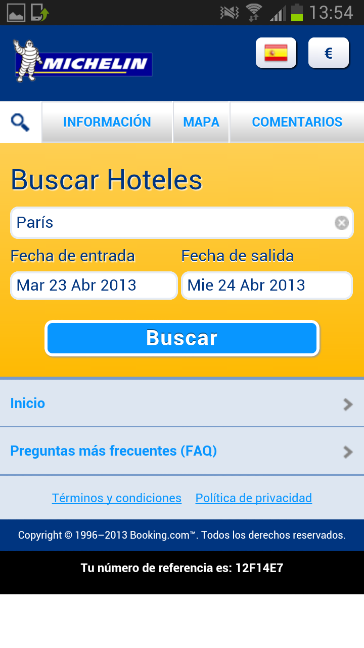 Android application MICHELIN Hotels- Booking screenshort