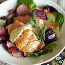 Warm Steelhead and Roasted Beet Salad with Crispy Potatoes