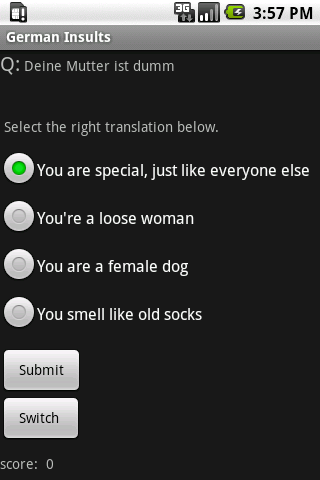 German Insult Quiz Dict