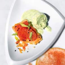 Pink Grapefruit Tart with Edamame Ice Cream and Black Sesame Seeds