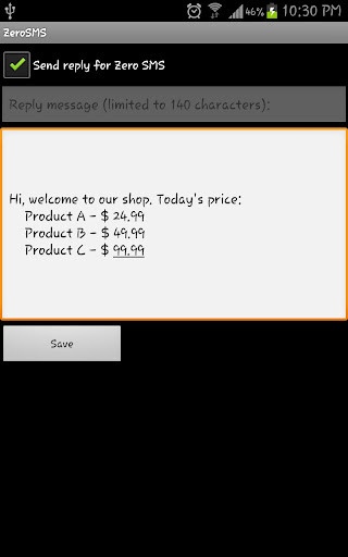 Zero SMS Auto-reply